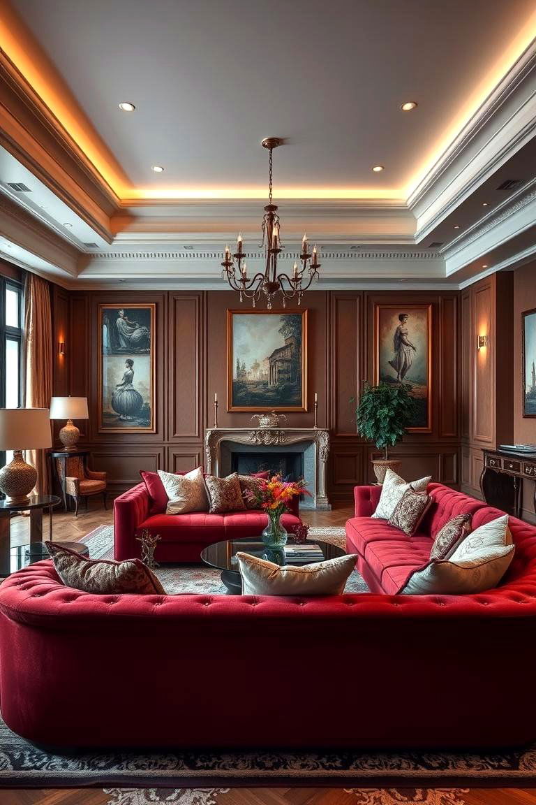 Luxurious Accent Harmony - 24 Burgundy Sofa Living Room Ideas