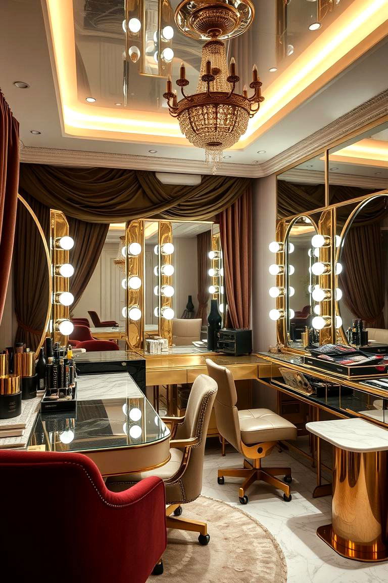 Luxurious Accents and Textures - 24 Makeup Room Ideas
