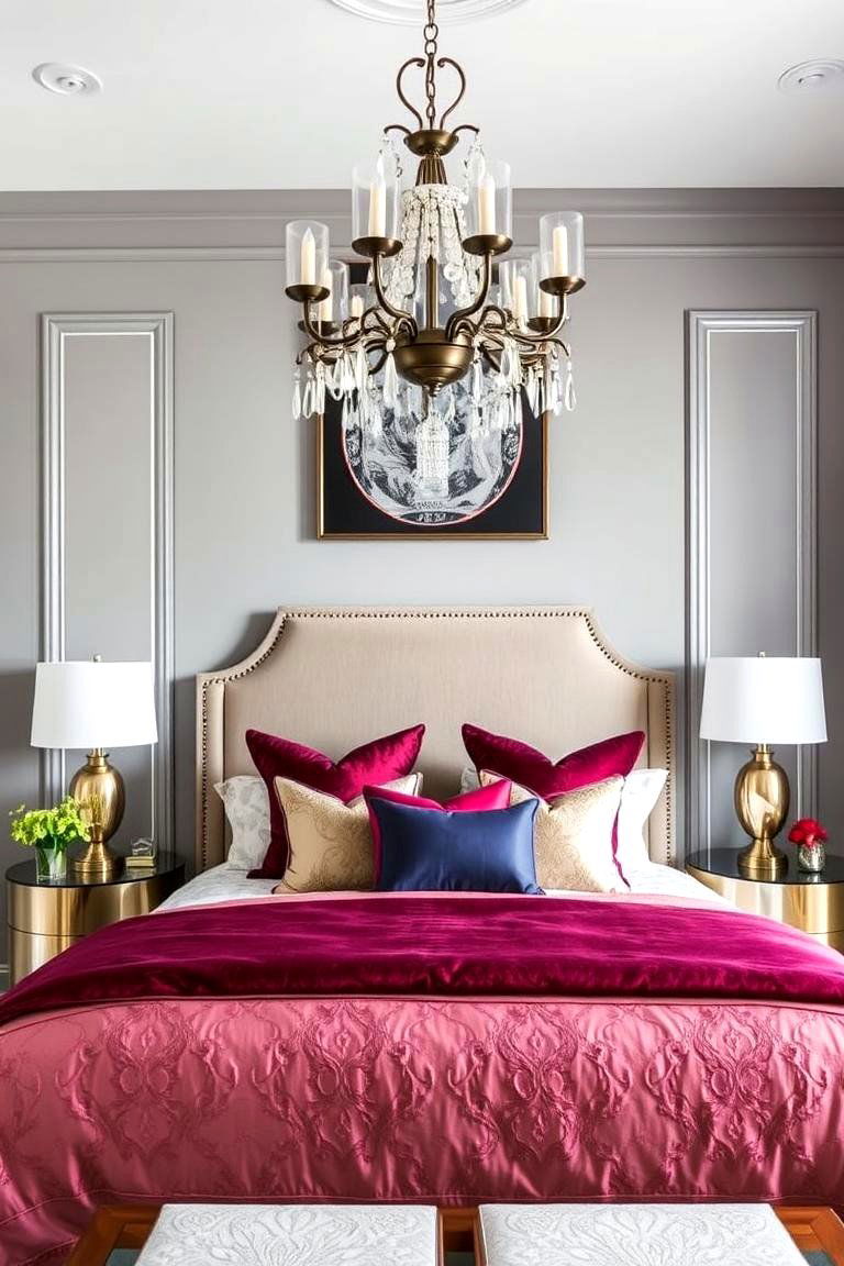 Luxurious Bedding with Metallic Accents - 24 Art Deco Bedroom Ideas