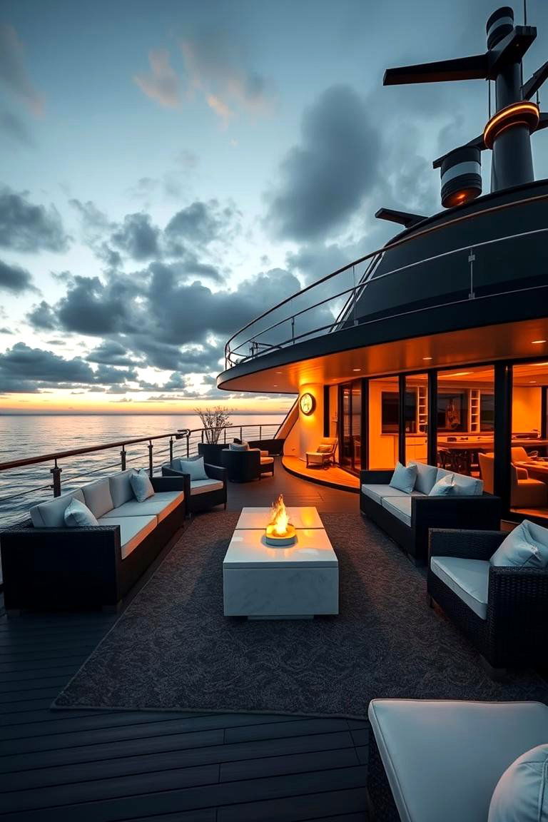 Luxurious Black Deck with Statement Furniture - 24 Black Deck Ideas