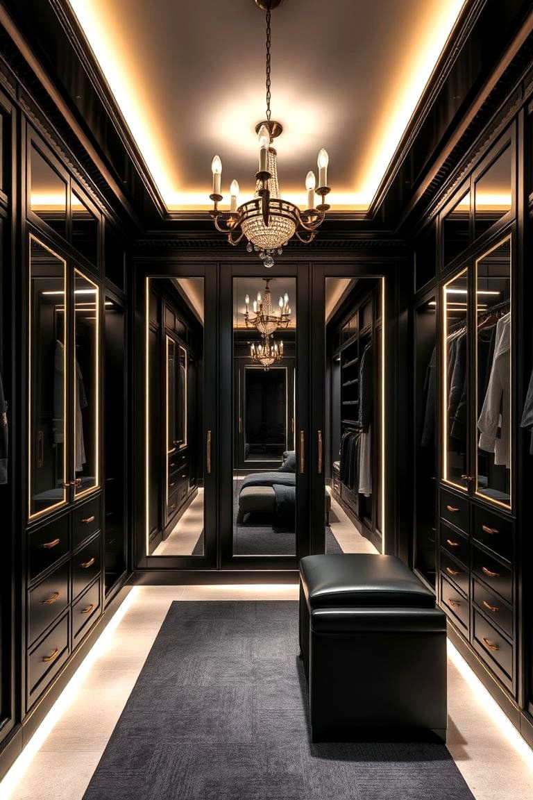 Luxurious Black Dressing Room - 24 Black Room Ideas