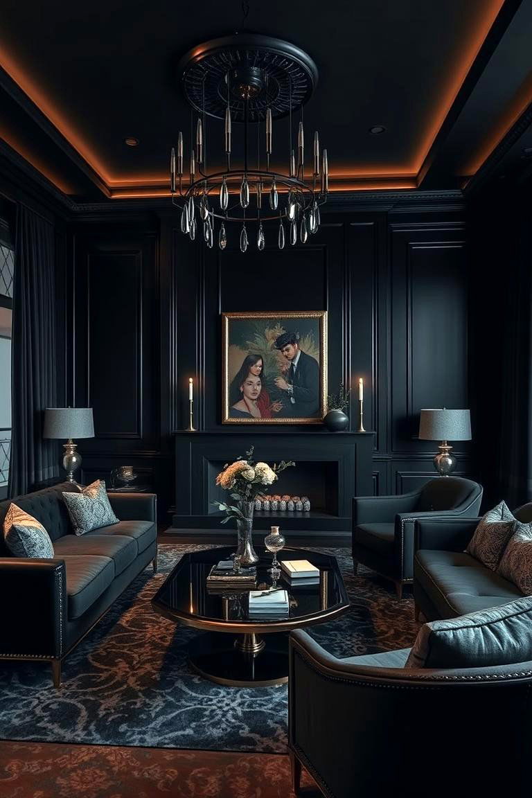 Luxurious Black Elegance - 24 Black Living Room Ideas