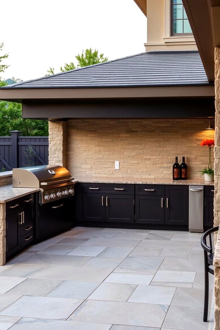 Luxurious Built in Grill L Shaped Kitchen - 24 L Shaped Outdoor Kitchen Ideas
