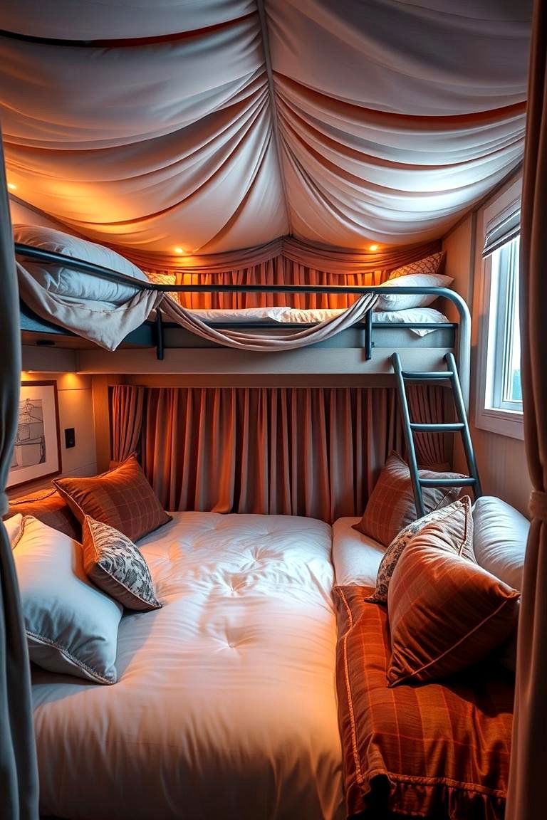 Luxurious Bunk Room with Soft Textiles - 24 bunk room ideas