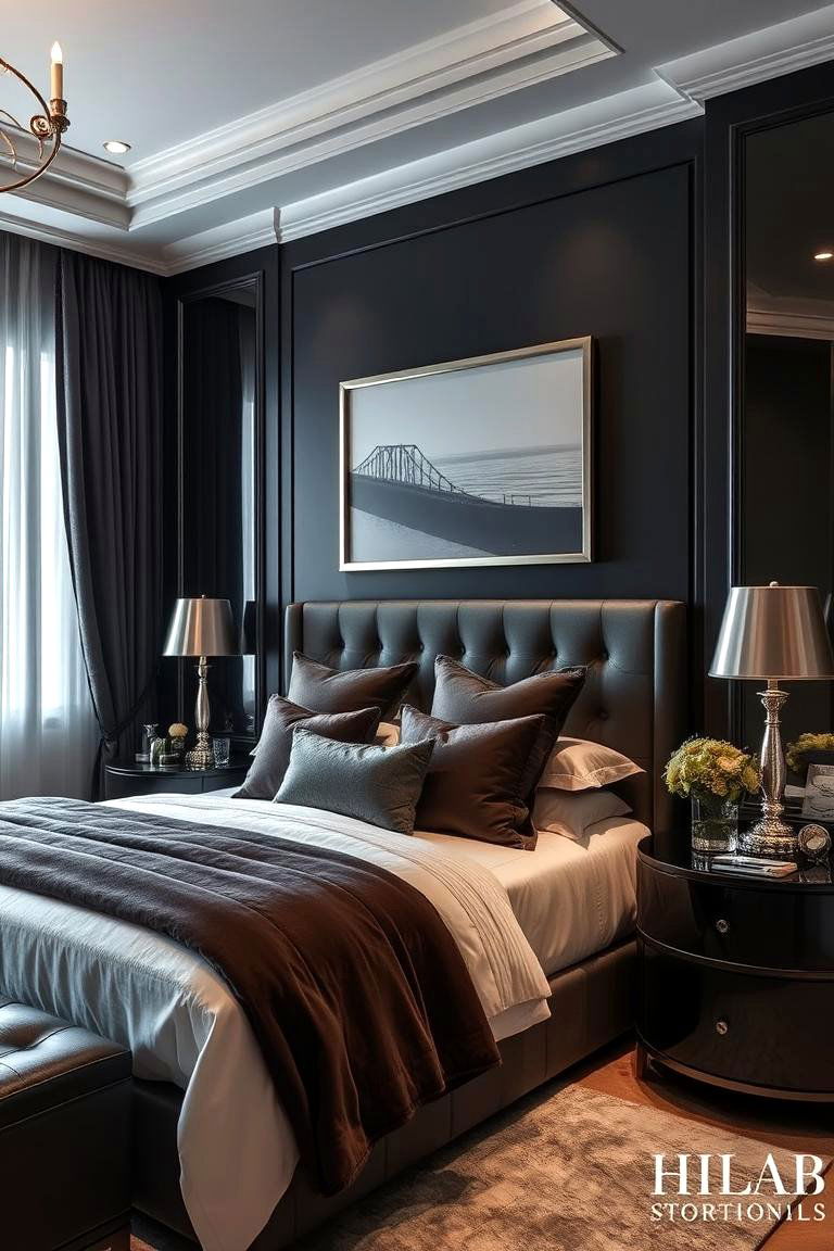 Luxurious Charcoal Accents - 24 Charcoal Bedroom Ideas