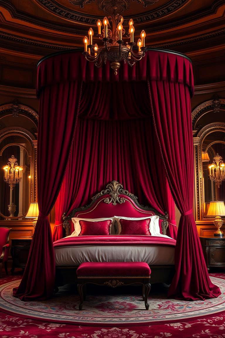 Luxurious Crimson Canopy Bed - 24 Vampire Bedroom Ideas