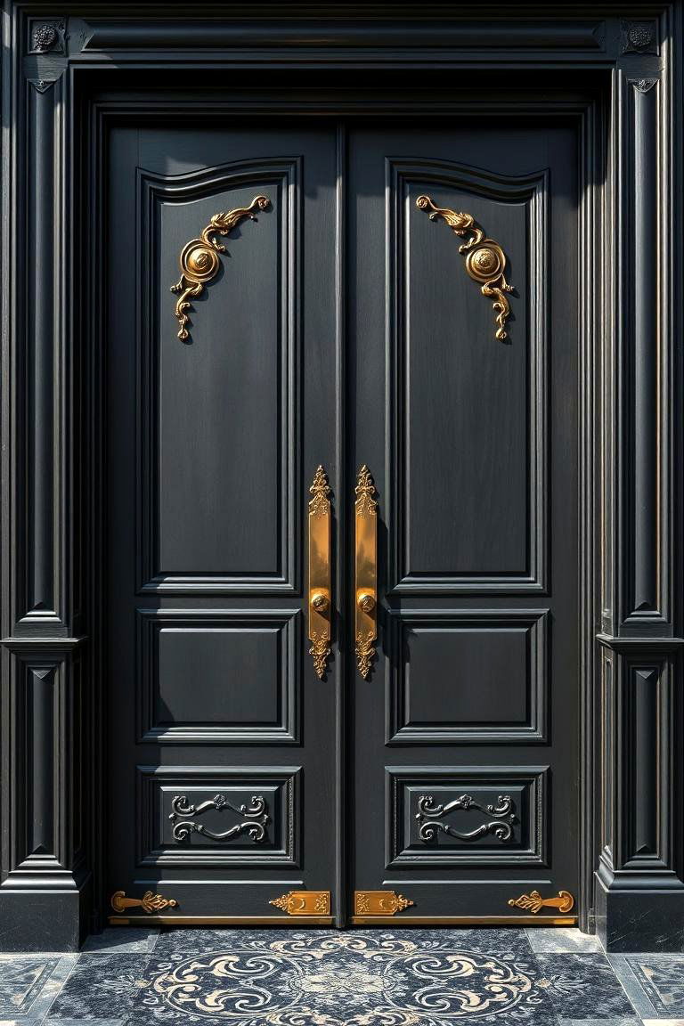 Luxurious Dark Gray with Metallic Touch - 24 Dark Gray Front Door Ideas