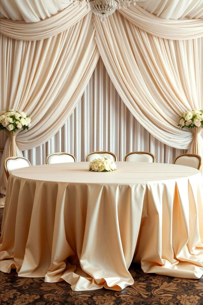 Luxurious Drapery Overlays - 24 Wedding Table Decoration Ideas