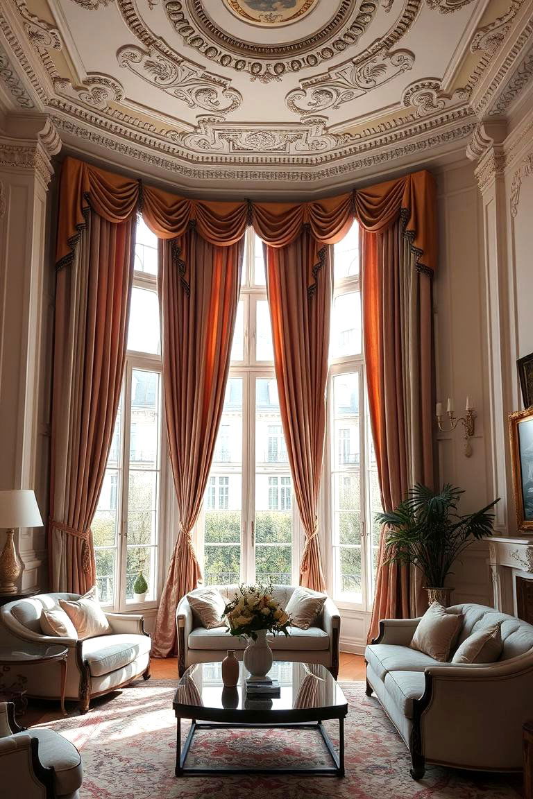 Luxurious Drapery and Curtains - 24 Parisian-style Living Room Ideas