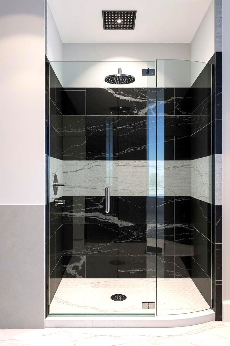 Luxurious Dual Tone Shower - 24 Black and Grey Bathroom Ideas