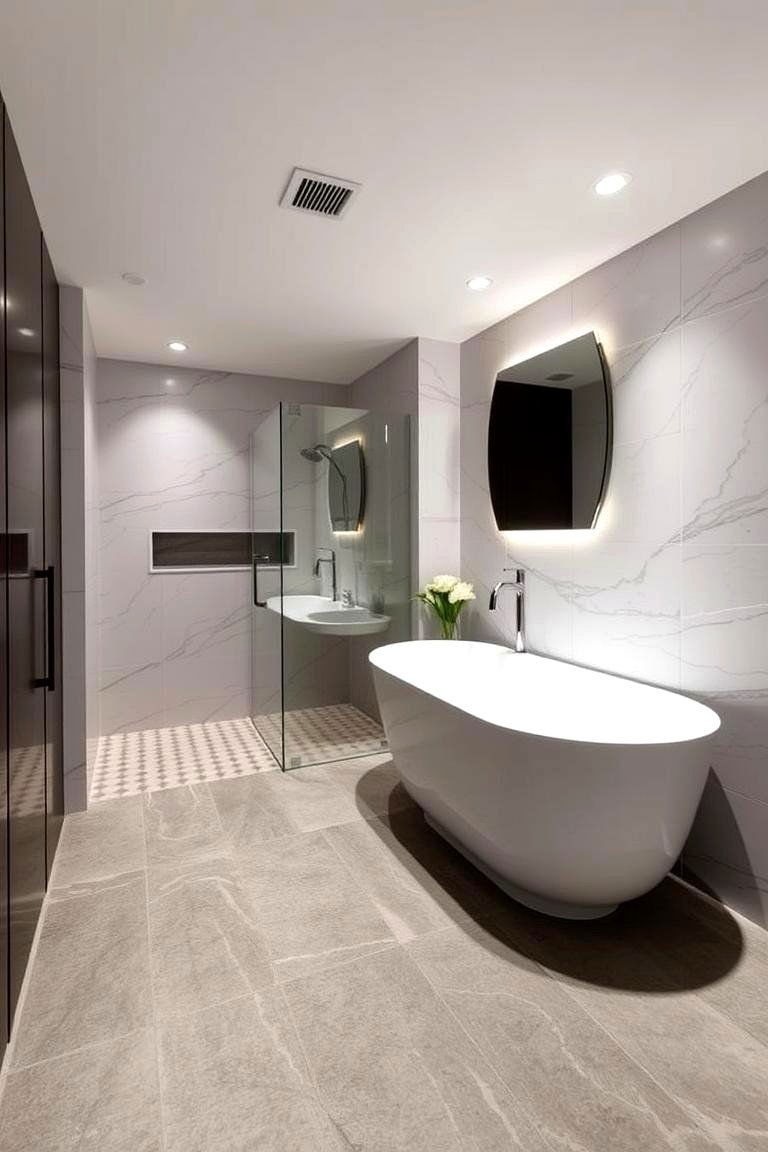 Luxurious Floor Tiles - 24 Basement Bathroom Ideas