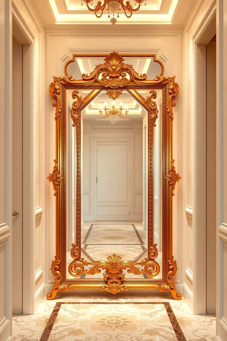 Luxurious Gold Accented Mirror - 24 hallway mirror ideas