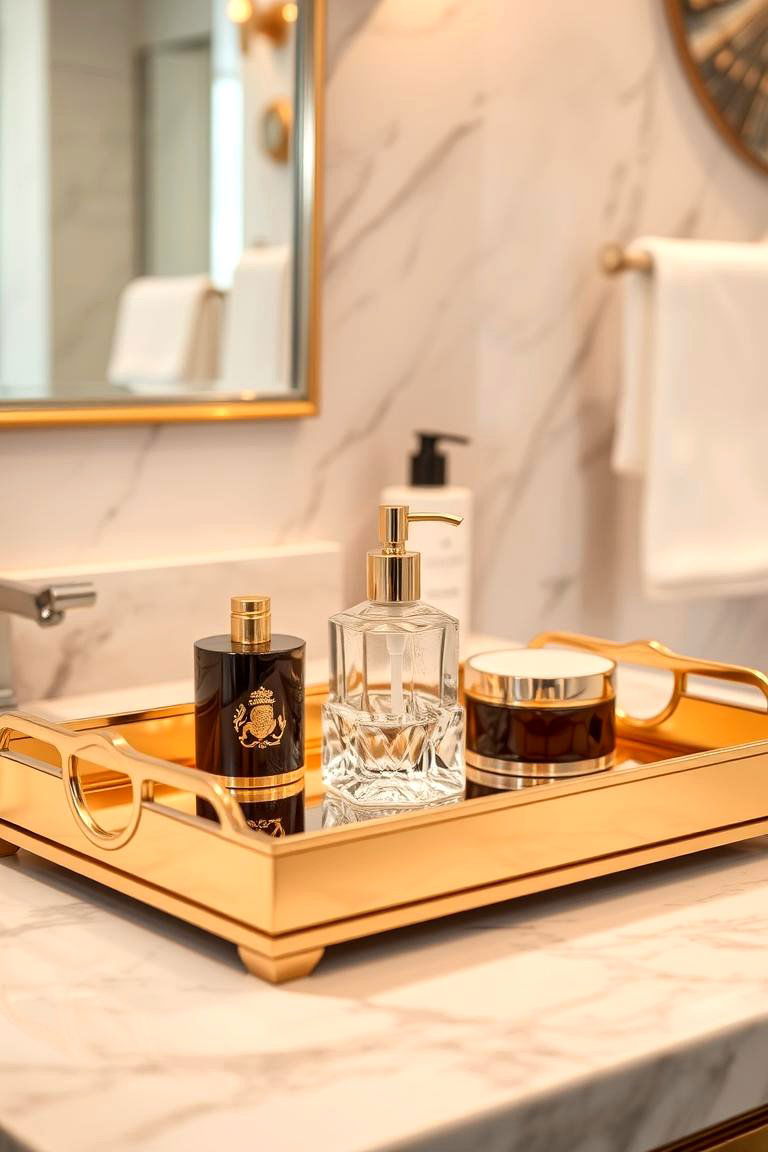 Luxurious Gold Trimmed Tray - 24 Bathroom Tray Ideas