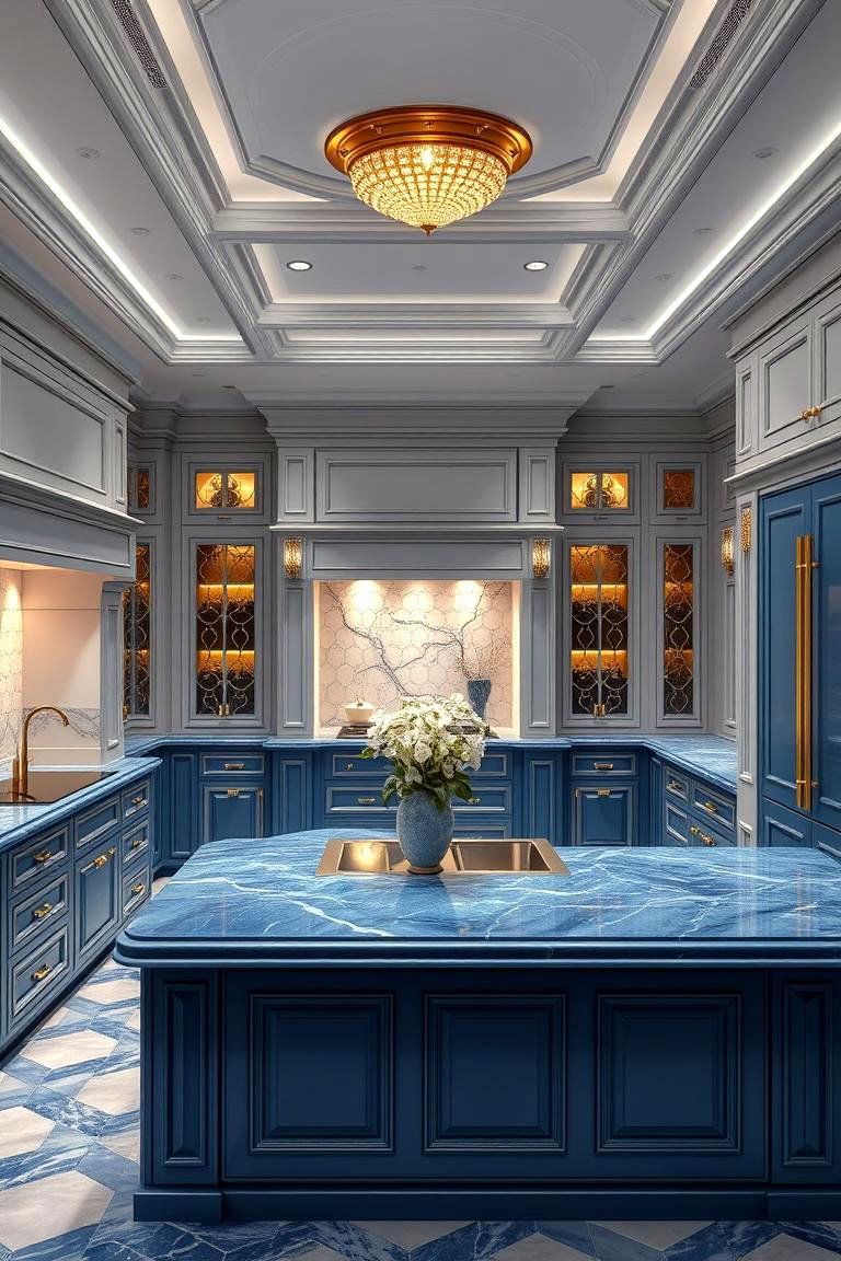 Luxurious High End - 24 kitchens with blue countertops