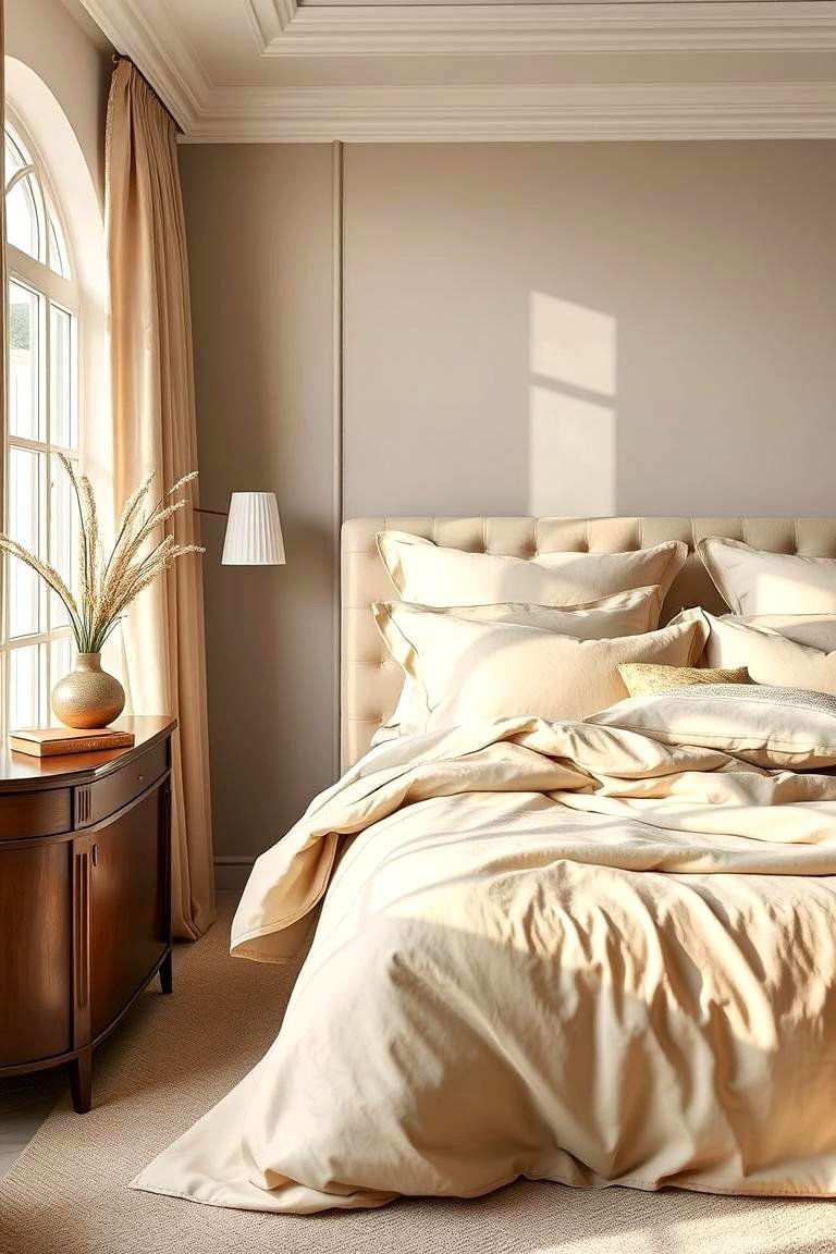 Luxurious Khaki Linens - 24 Khaki Bedroom Ideas