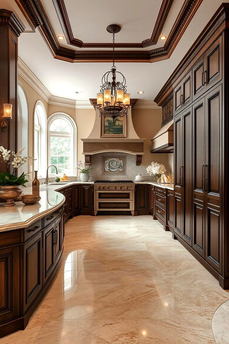 Luxurious Kitchen Upgrades - 24 Travertine Floor Kitchen Ideas