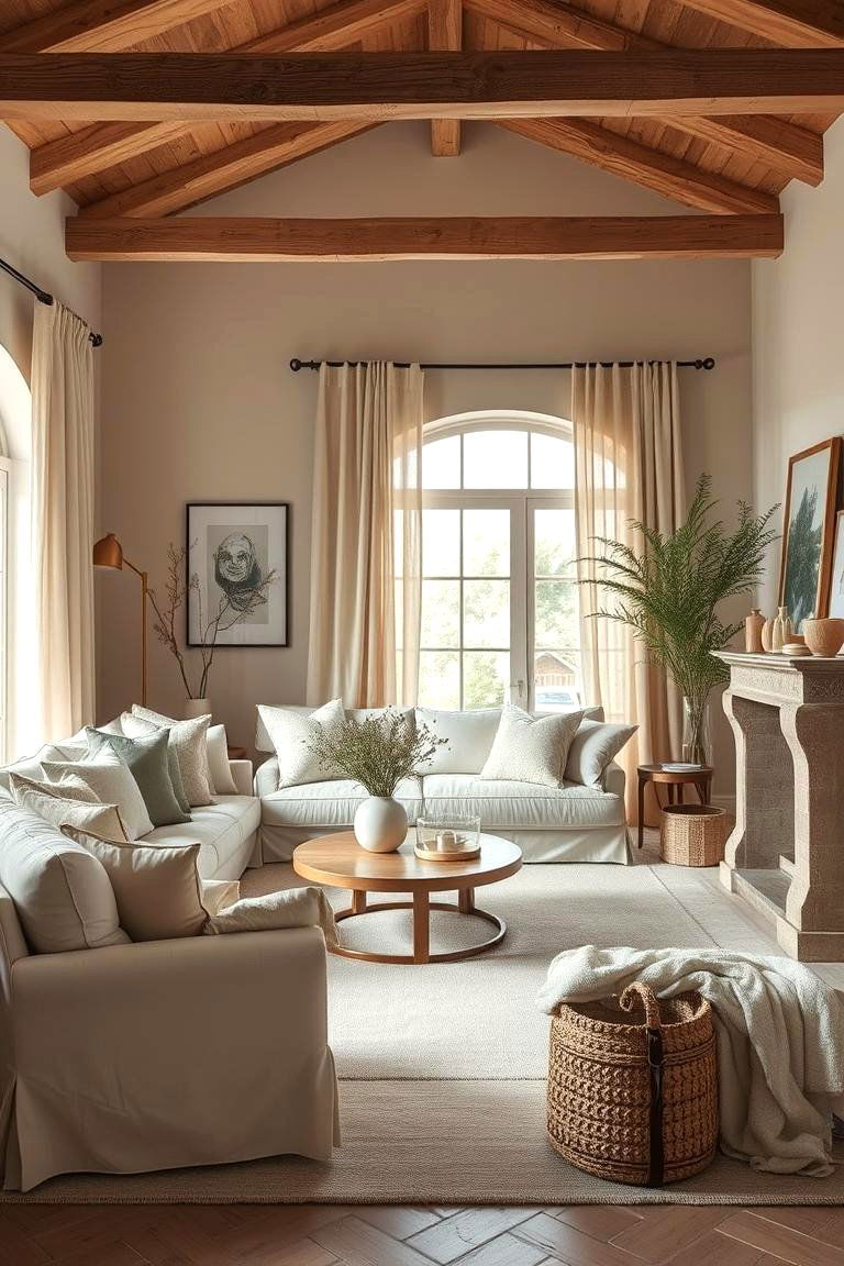 Luxurious Linen and Natural Materials - 24 Tuscan Living Room Ideas