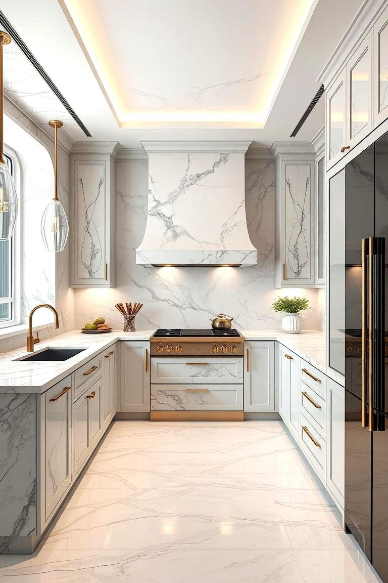 Luxurious Marble Accents - 24 Dream Kitchen Ideas