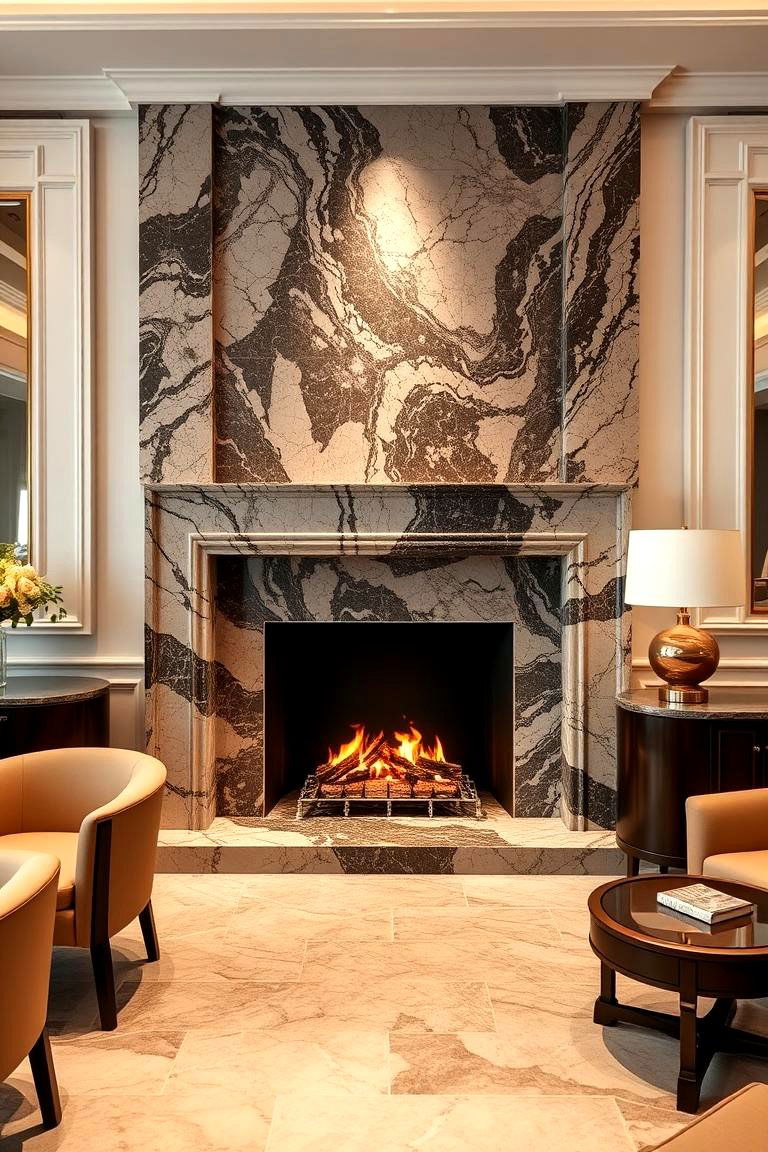 Luxurious Marble Corner Fireplace - 24 Corner Fireplace Ideas