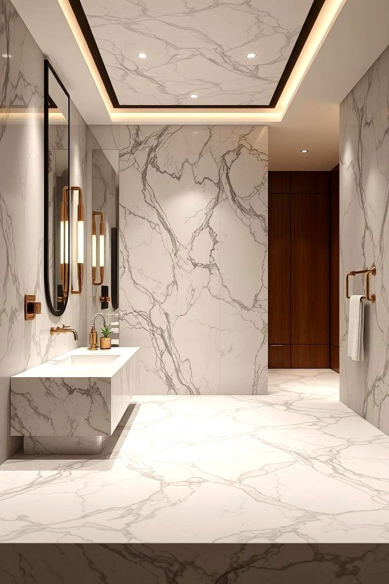 Luxurious Marble Finishes - 24 Restaurant Bathroom Ideas