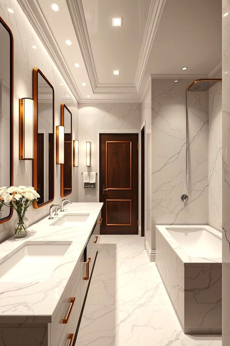 Luxurious Marble Finishes - 24 Hall Bathroom Ideas