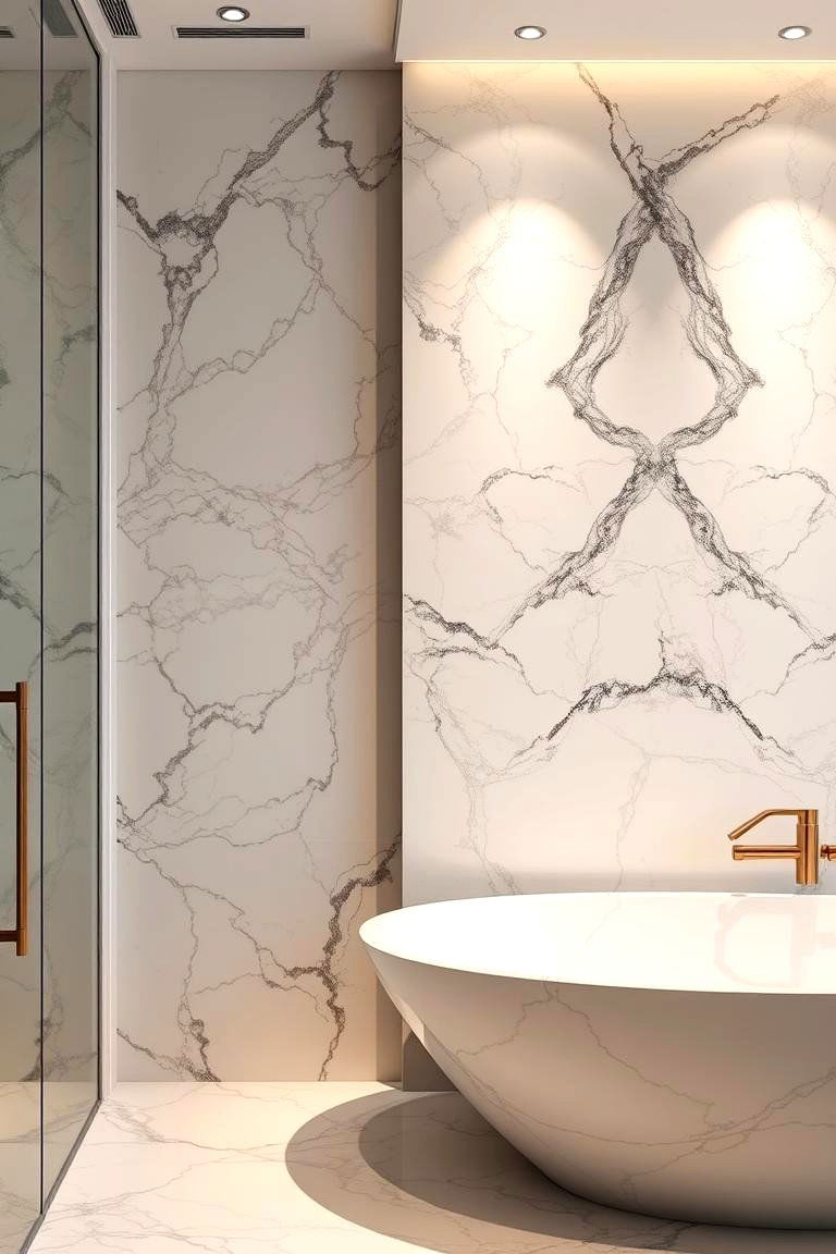 Luxurious Marble for Elegance - 24 Bathroom Accent Wall Ideas