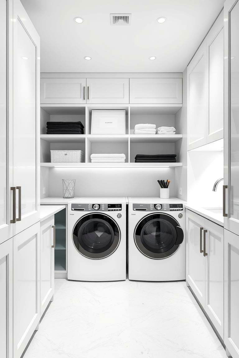 Luxurious Minimalism - 24 Black and White Laundry Room Ideas