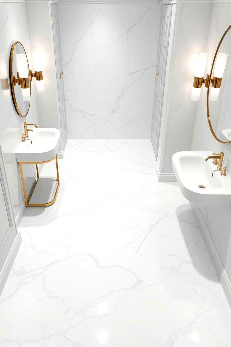 Luxurious Natural Stone Appeal - 24 Powder Room Floor Tile Ideas