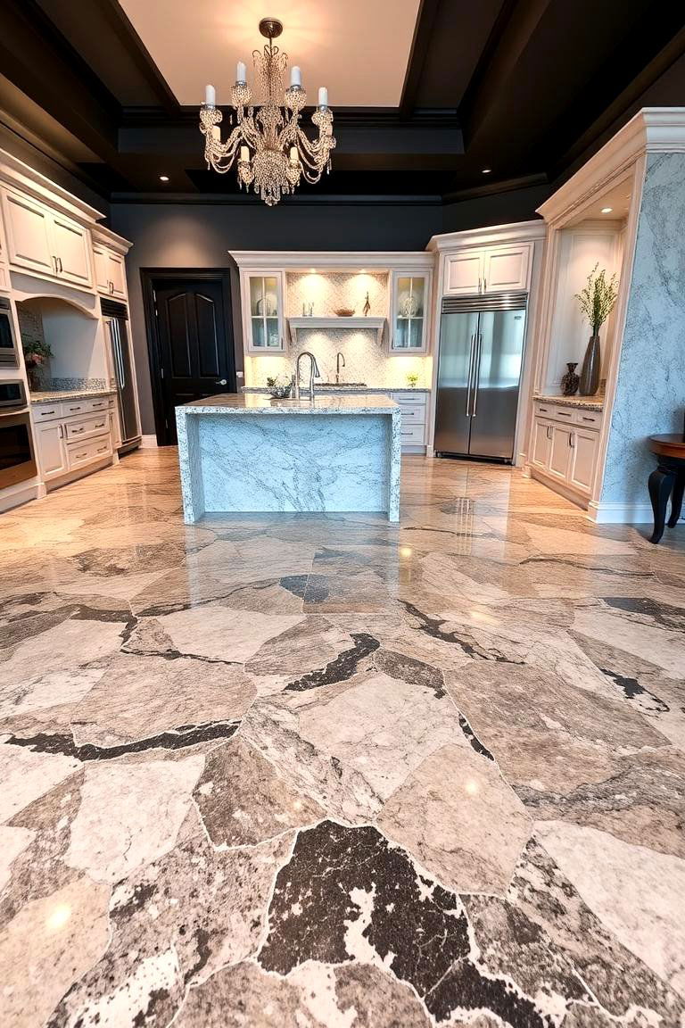 Luxurious Natural Stone Granite - 24 Kitchen Flooring Ideas