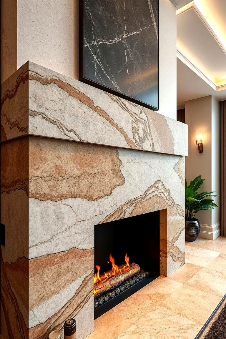 Luxurious Natural Stone Mantelpiece - 24 Stacked Stone Fireplace Ideas