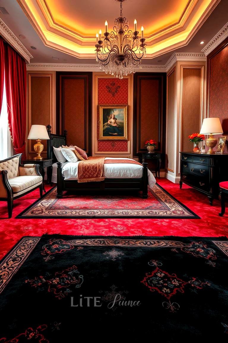 Luxurious Red Carpets and Rugs - 24 Red and Black Bedroom Ideas