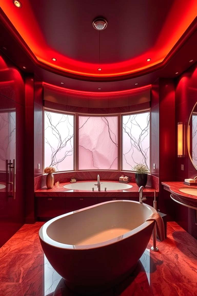 Luxurious Red Spa Feel - 24 Red Bathroom Ideas