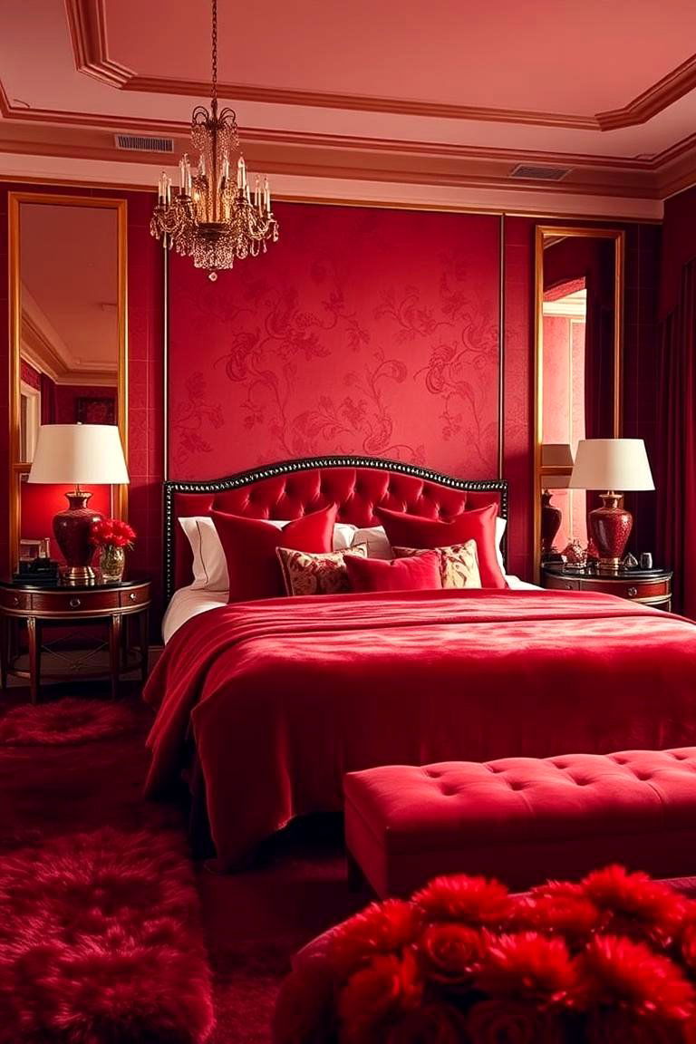 Luxurious Red Textures - 24 Red Bedroom Ideas