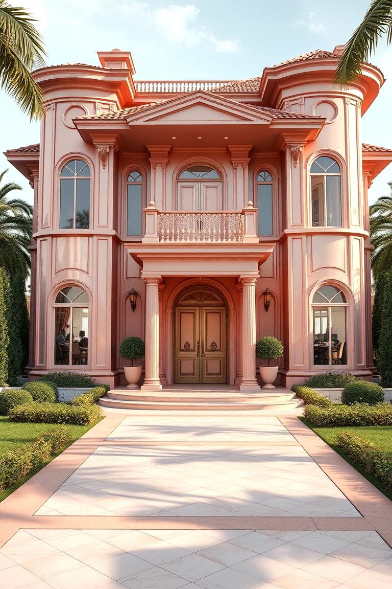 Luxurious Rose Gold Pink Finish - 24 Pink House Exterior Ideas