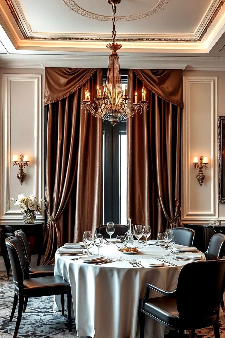 Luxurious Silk Curtains - 24 Dining Room Curtain Ideas