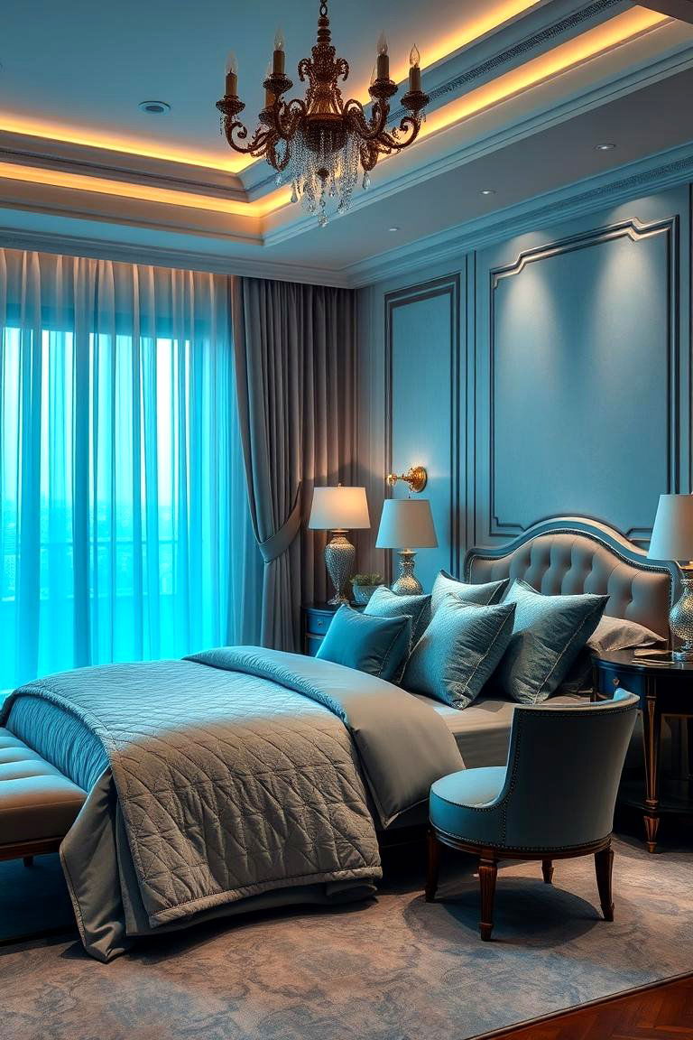 Luxurious Soft Contrast - 24 Blue and Grey Bedroom Ideas