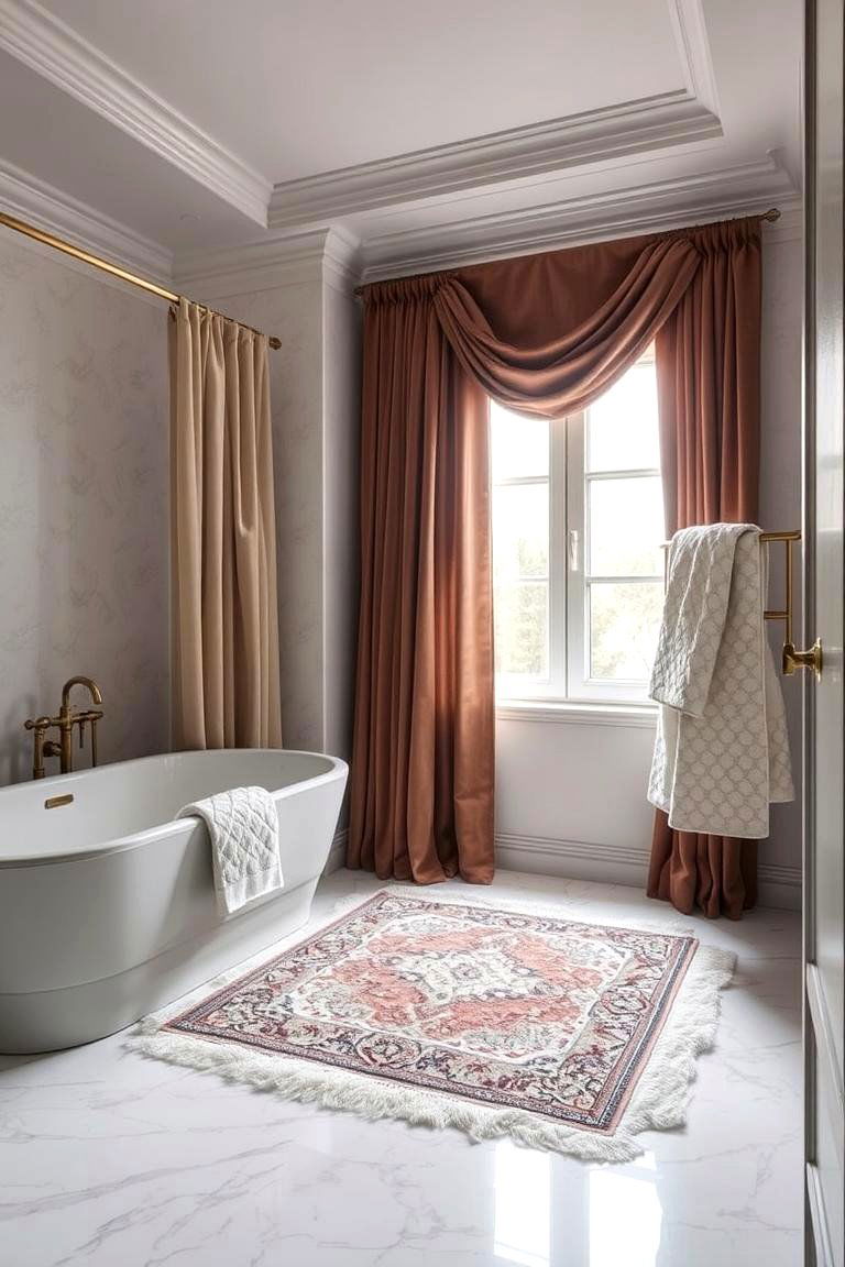 Luxurious Textiles Abound - 24 Maximalist Bathroom Design Ideas