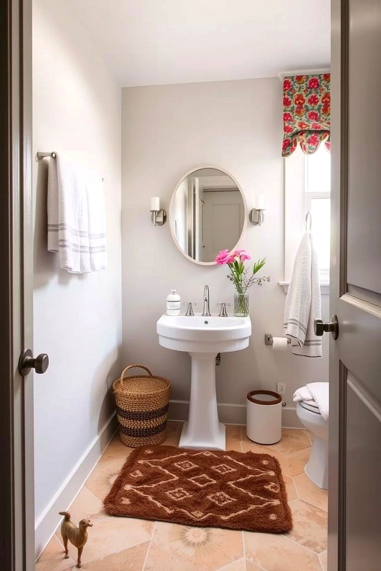 Luxurious Textiles for Comfort and Color - 24 Eclectic Powder Room Ideas