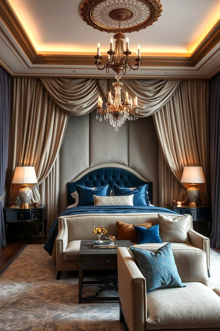 Luxurious Textured Comfort - 24 blue and beige bedroom ideas