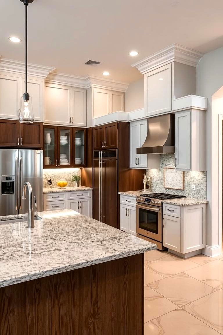 Luxurious Touch with High End Finishes - 24 Split Level Kitchen Design Ideas