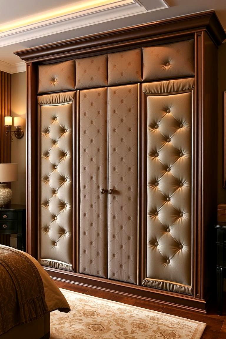 Luxurious Upholstered Wardrobe - 24 Built-in Wardrobe Ideas Around a Bed