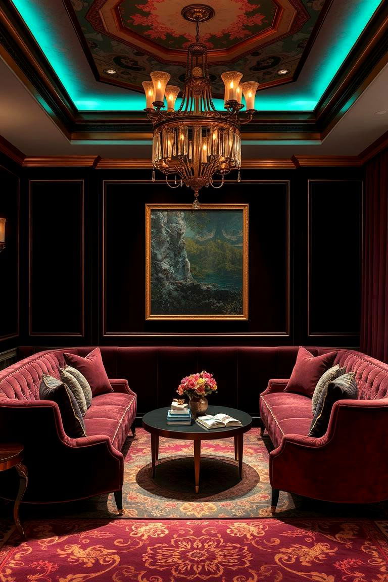 Luxurious Velvet Accents - 24 Royal Living Room Design Ideas
