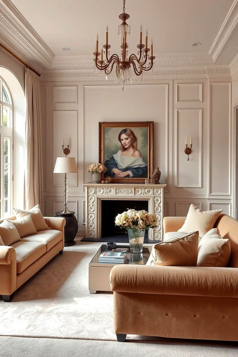 Luxurious Velvet Textures - 24 Cream Living Room Ideas