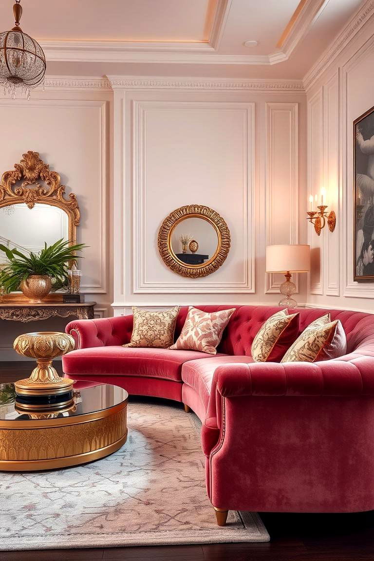 Luxurious Velvet Touch - 24 Pink Couch Living Room Ideas