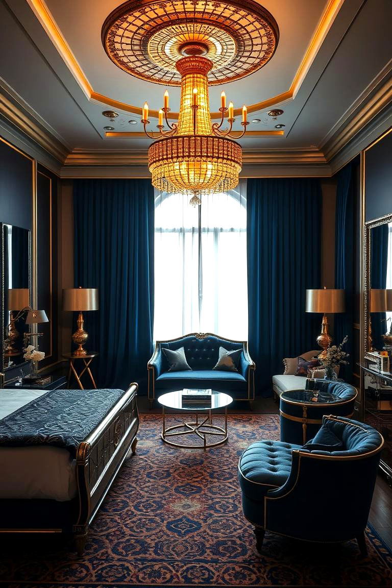 Luxurious Velvet Upholstered Bed - 24 Art Deco Bedroom Ideas
