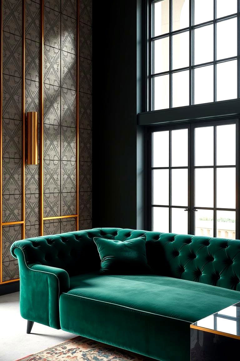Luxurious Velvet Upholstery - 24 Art Deco Living Room Ideas