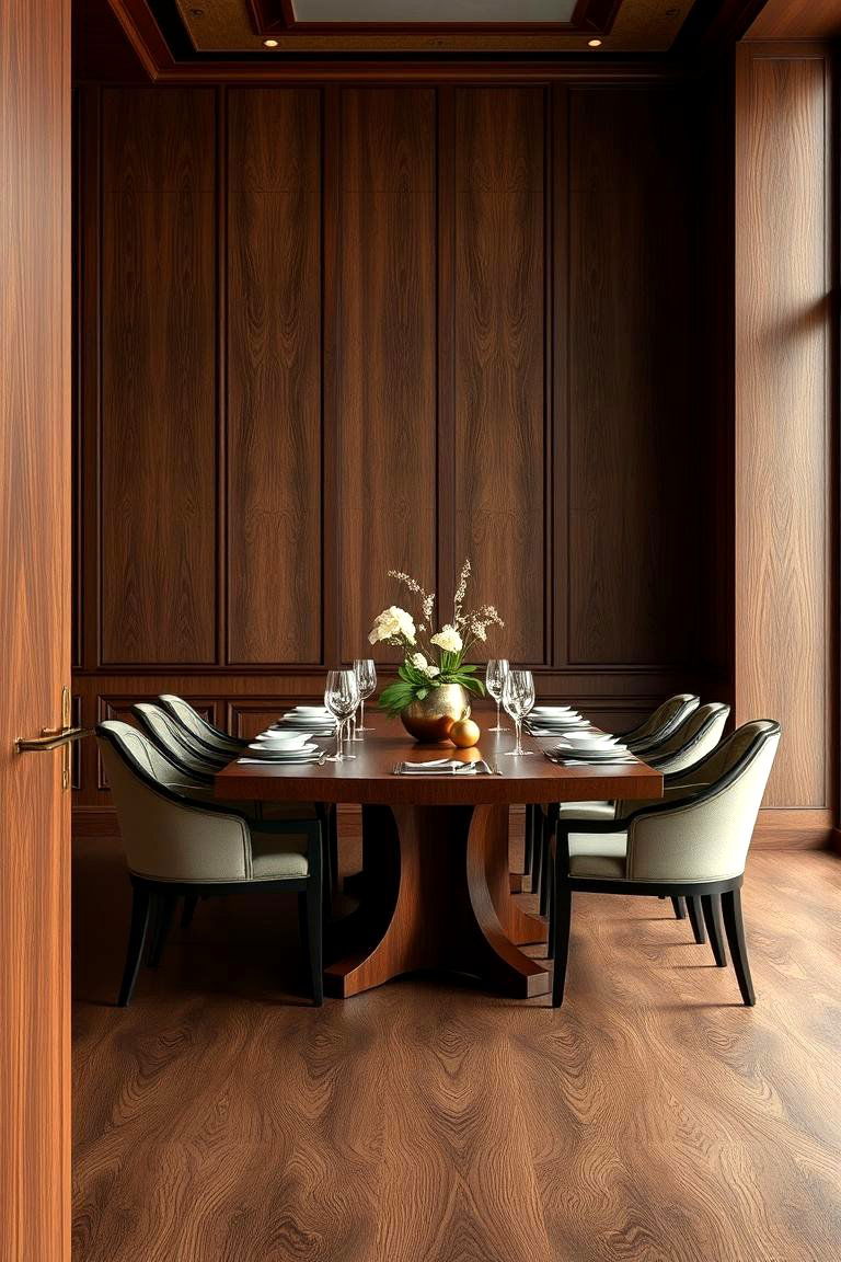 Luxurious Walnut Paneling - 24 Dining Room Wall Paneling Ideas
