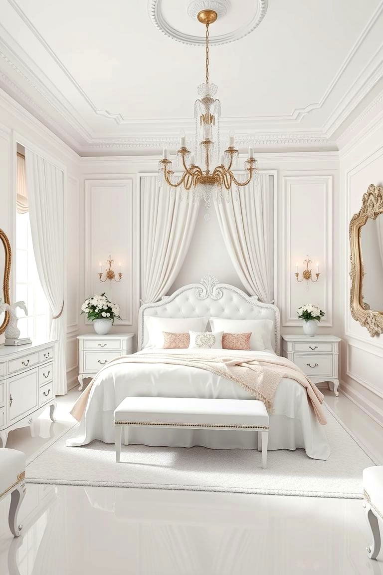Luxurious White with Soft Pastels - 24 White Bedroom Ideas