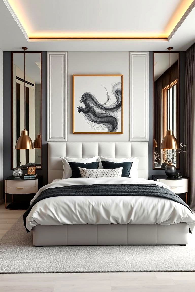 Luxury Accents in a Minimalist Space - 24 Black and Gold Bedroom Ideas