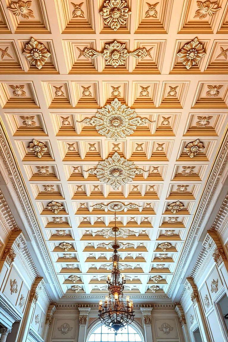 Luxury Coffered Ceiling with Ornate Detailing - 24 Coffered Ceiling Ideas